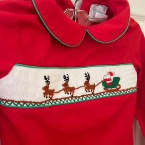 Boys 2 Piece Santa Smocked Outfit. 5Y